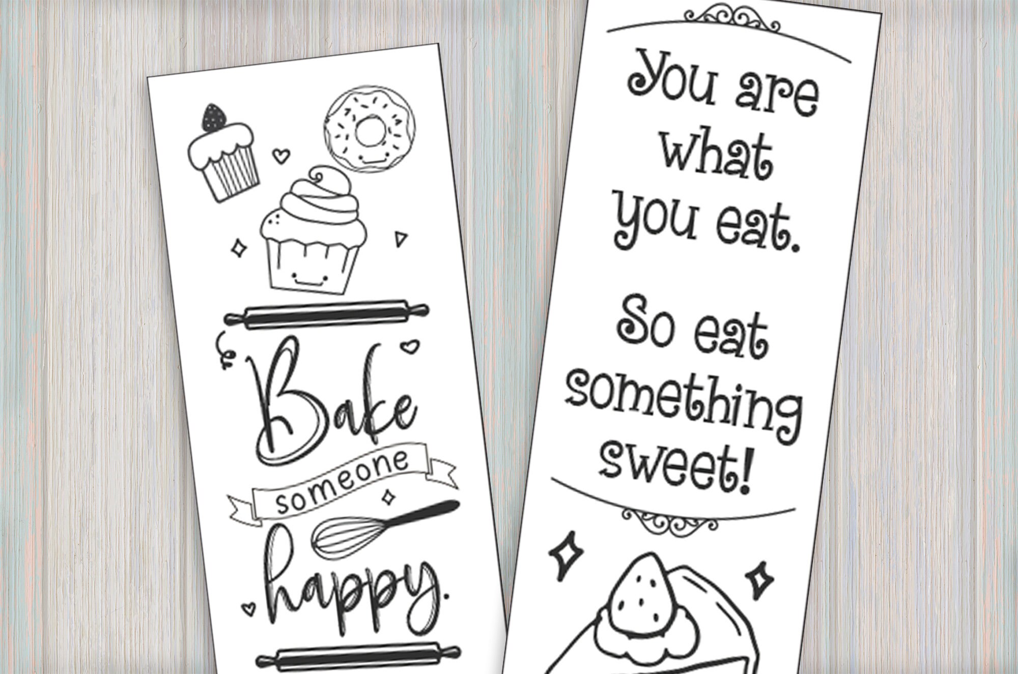 Printable Bookmarks Color Your Own Baking Themed Bookmarks Etsy New