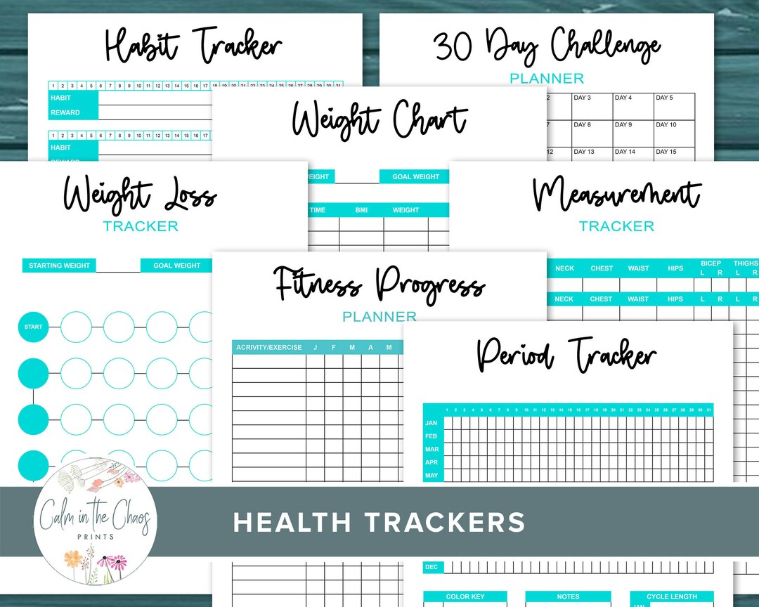 Fitness Planner Printable Bundle - Health Tracker Planner Pages ...