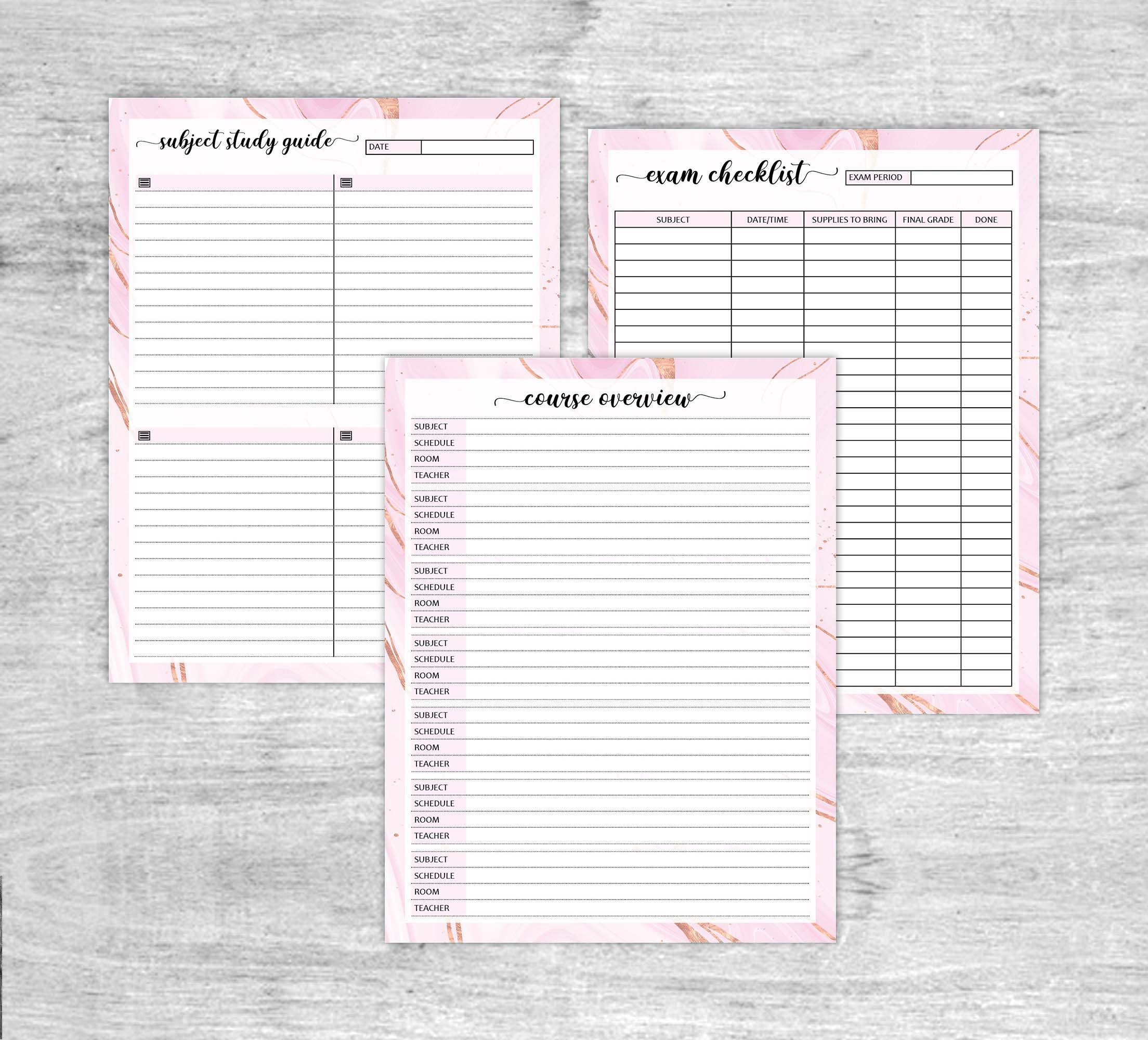 Student Planner Printable - Academic Planner - College or University ...