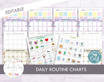 Daily Activity and Chore Chart for Kids - Kids Visual Schedule - Routine Activity Cards for Morning, Afternoon and Evening - Charlotte Mason