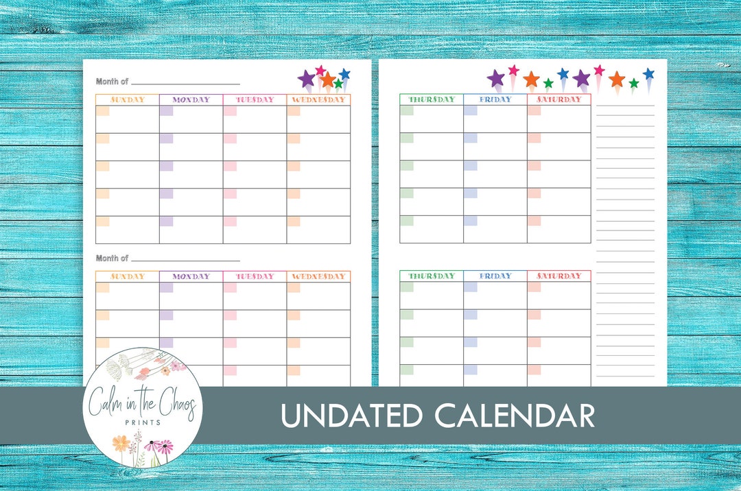 Homeschool Planner Undated Monthly Calendar See Two Months at One ...