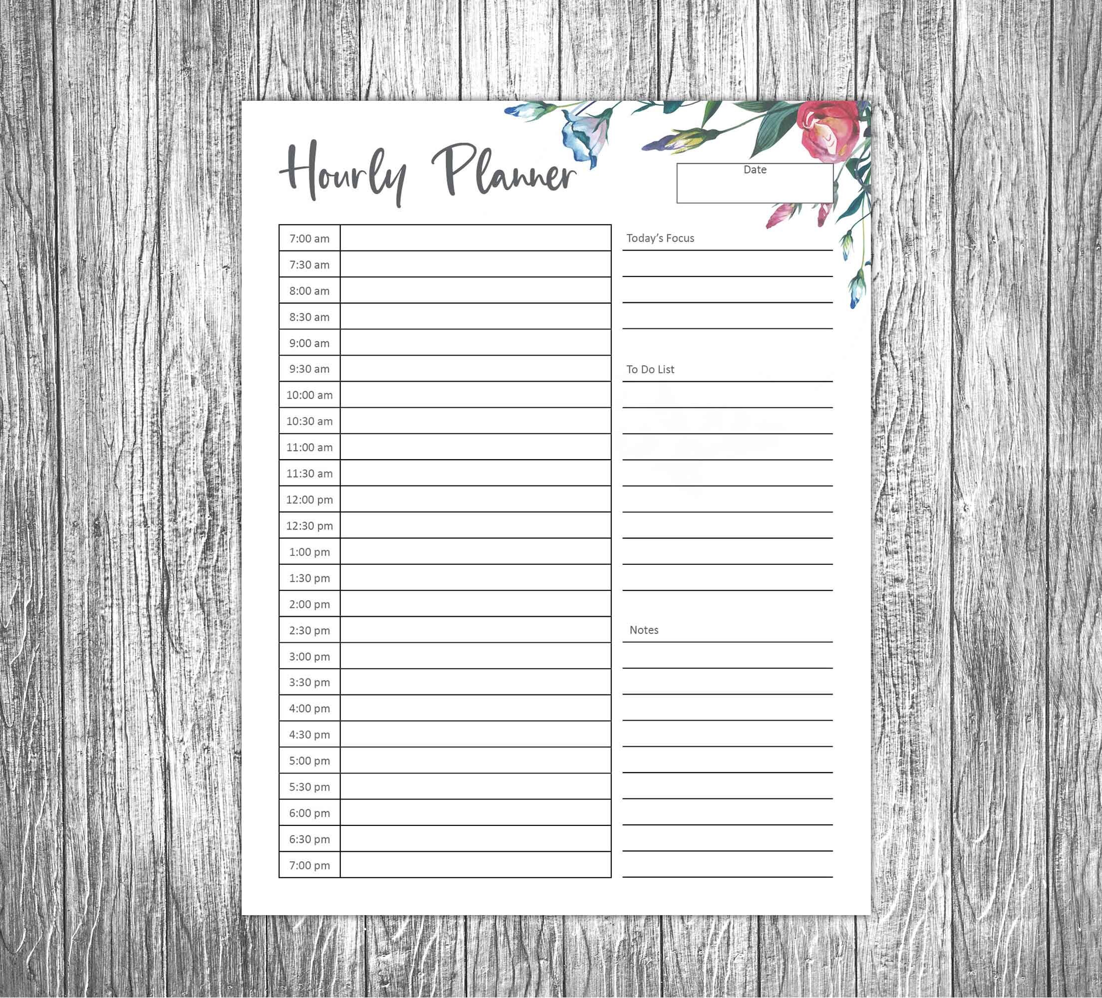 Hourly Planner Daily Planner Printable Family Organizer Planner ...