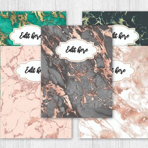 Planner Cover Printable - Modern Marble Design - Editable Binder Covers ...