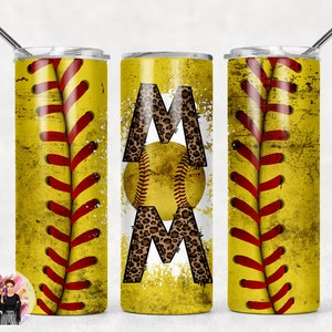 SEAMLESS Dirty Softball Mom Leopard Print Sublimation Tumbler Designs Softball - 20oz Skinny Tumbler Wraps Templates - PNG 2021