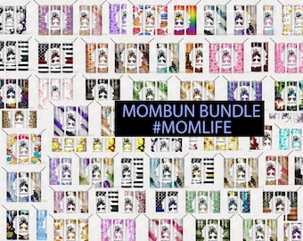 MomLife Mom Bun Bundle of 65+ templates for Tumbler Sublimation Designs  - 20oz Skinny Tumbler Wraps - PNG