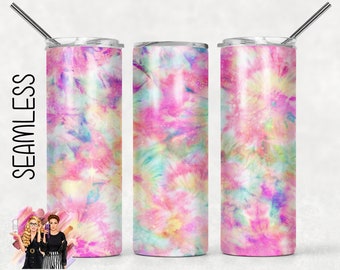 Pastel Rainbow Tie Dye Sunflower Sublimation Tumbler Designs 20oz Skinny Tumbler Wraps Templates PNG Sublimation Designs for Tumblers
