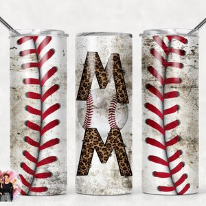 SEAMLESS Dirty Baseball Mom Leopard Print Sublimation Tumbler Designs Baseball - 20oz Skinny Tumbler Wraps Templates - PNG 2021