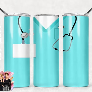 Nurse Scrubs Sublimation Tumbler Designs - 20oz Skinny Tumbler Wraps Templates - PNG