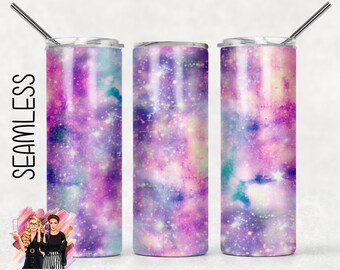 Colorful Abstract Galaxy Rainbow Sublimation Tumbler Designs - 20oz Skinny Tumbler Wraps Templates - PNG