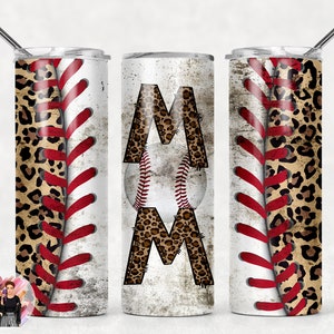 SEAMLESS Dirty Baseball Mom Leopard Print Sublimation Tumbler Designs Baseball - 20oz Skinny Tumbler Wraps Templates - PNG 2021