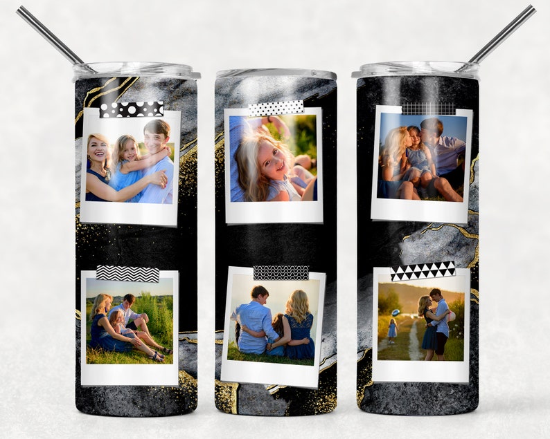 Photo Template for Tumbler Black Gold Marble Sublimation - Etsy