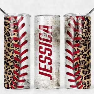 SEAMLESS Dirty Baseball Leopard Print Sublimation Tumbler Designs Baseball - 20oz Skinny Tumbler Wraps Templates - PNG 2021