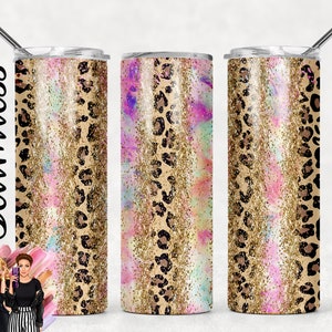 SEAMLESS Animal Leopard Print Confetti Gold Cheetah Print Sublimation Tumbler Designs - 20oz Skinny Tumbler Wraps Templates - PNG