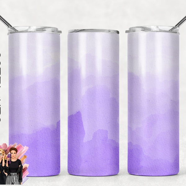 Seamless Purple Ombre Sublimation Tumbler Designs - 20oz Skinny Tumbler Wraps Templates - PNG