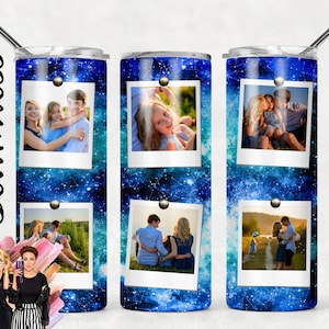 Photo Template Blue Galaxy Teal Print Sublimation Tumbler Designs - 20oz Skinny Tumbler Wraps PNG
