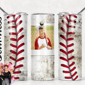 SEAMLESS Dirty Baseball add your own photo Sublimation Tumbler Designs Baseball - 20oz Skinny Tumbler Wraps Templates - PNG 2021