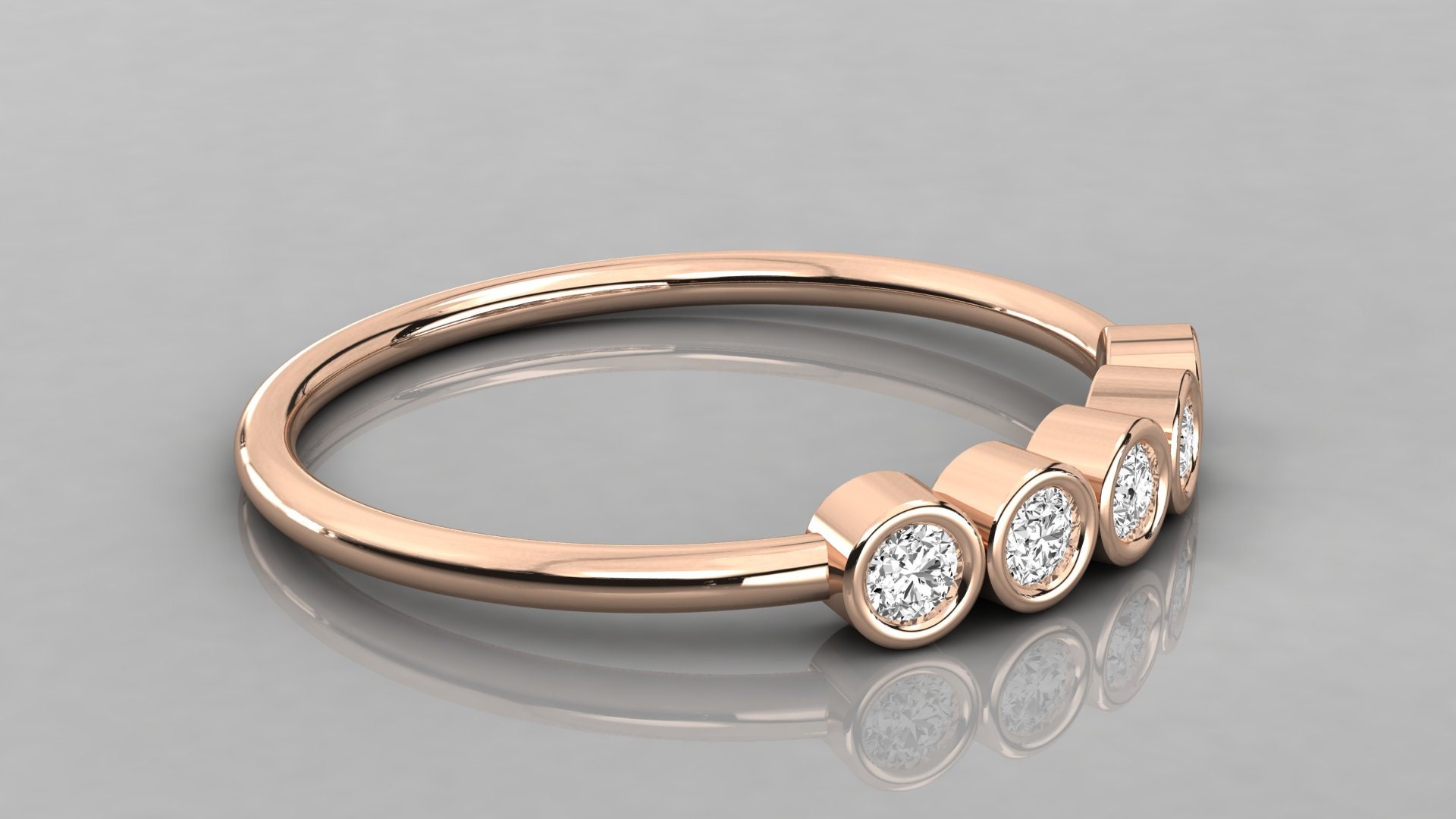 14K Gold Diamond Ring Five Stone Ring Promise Ring | Etsy