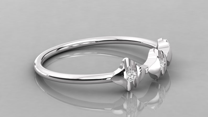 Promise Ring Anniversary Ring Diamond Band Birthday Gift Three Diamond Ring 14K Gold Diamond Ring Stackable Ring Wedding Band