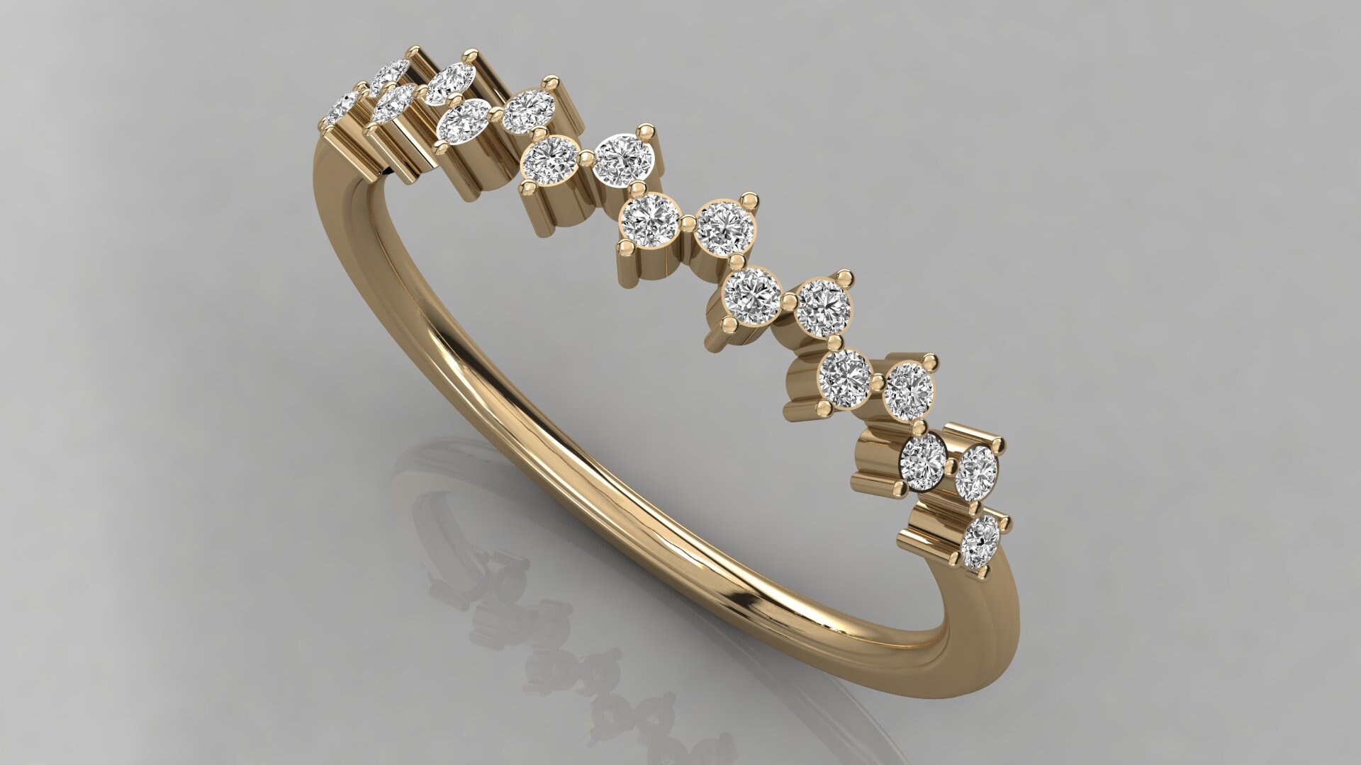 14K Gold Diamond Ring Round Diamond Band Promise Ring | Etsy
