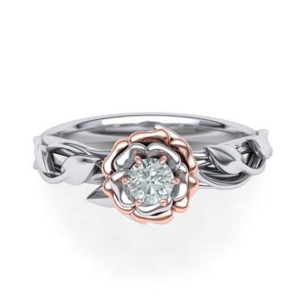 Leaves Engagement Ring Etsy