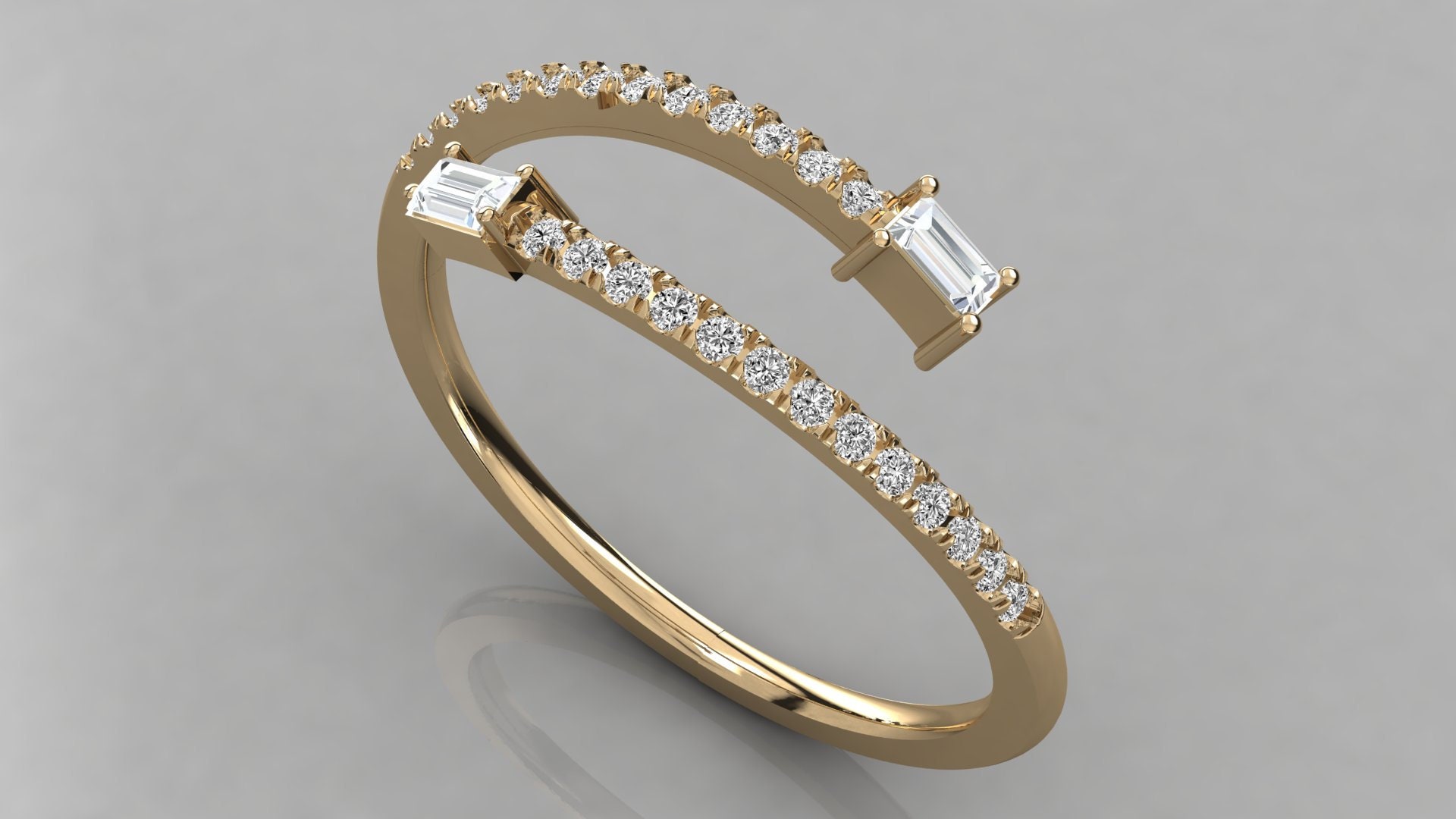 14K Gold Baguette Cut Diamond Ring Promise Ring Stackable | Etsy