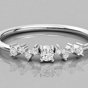 Solid Gold Diamond Band | Modern Stacking or Wedding Ring | 14K or 10K Solid Gold | Natural or Lab Diamonds