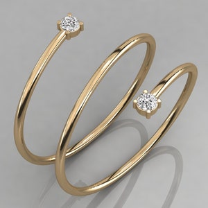 Solid Gold Wraparound Diamond Ring | 14K or 10K Solid Gold | Natural or Lab Diamonds | Modern Spiral Statement Ring