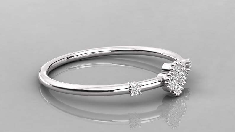 Round Diamond Ring Wedding Band Anniversary Ring Stackable Ring Promise Ring Beaded Diamond Band 14K Gold Diamond Ring