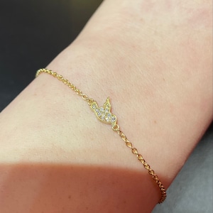 Solid 14K Gold Hummingbird Diamond Bracelet