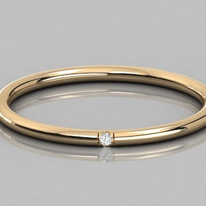 14K Gold Diamond Ring | Single Stone Ring | Promise Ring | Stackable Ring | Simple Diamond Band | Anniversary Ring | Wedding Band