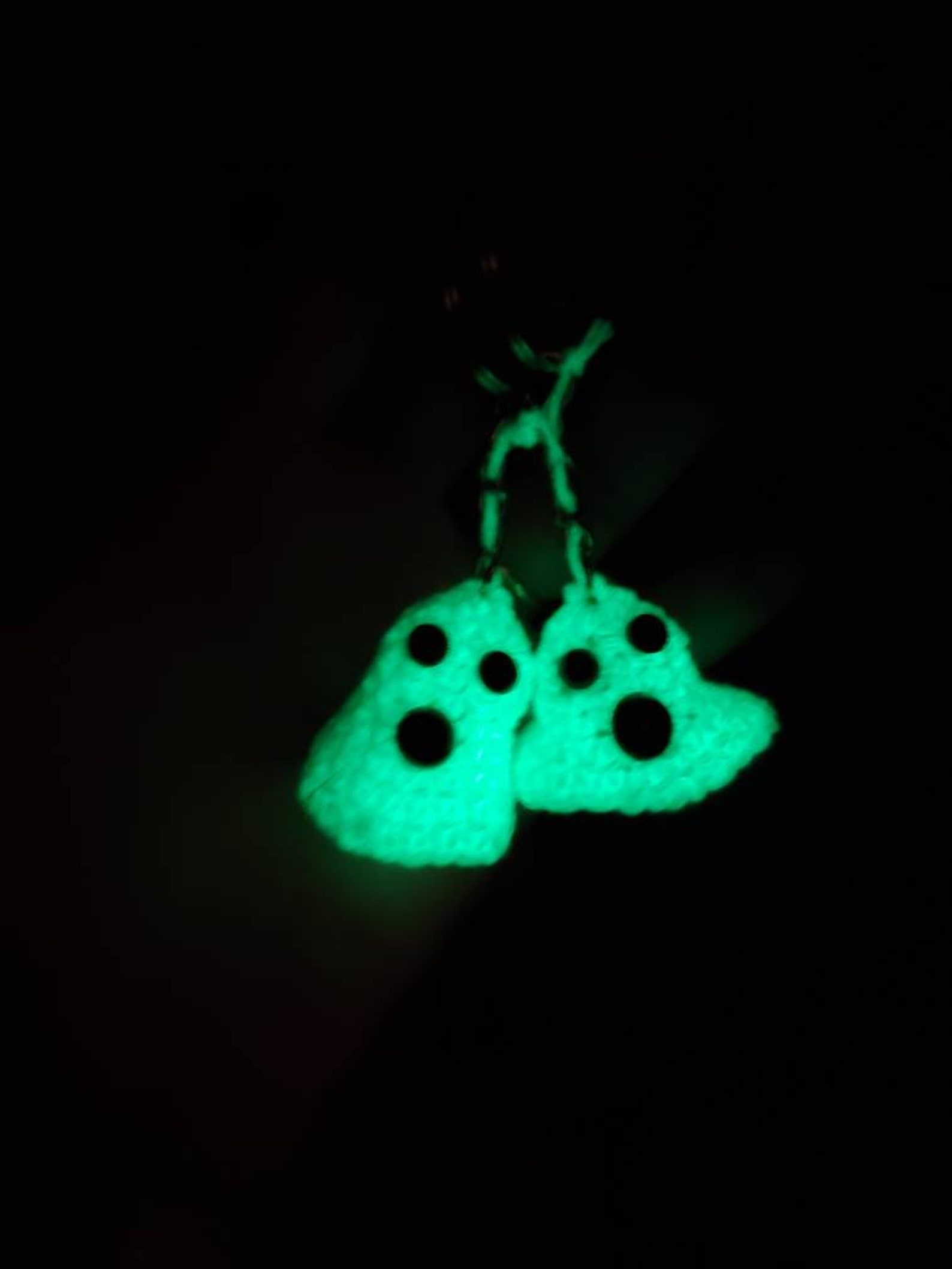 Glow in the Dark Ghost Keychain Yarn Crochet Handmade Etsy
