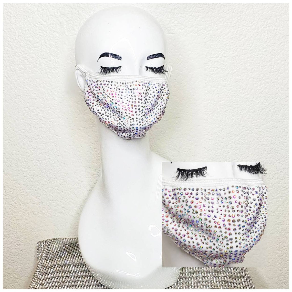 Rhinestone Face Mask Black Reusable Mask Bling Mask Cotton Etsy