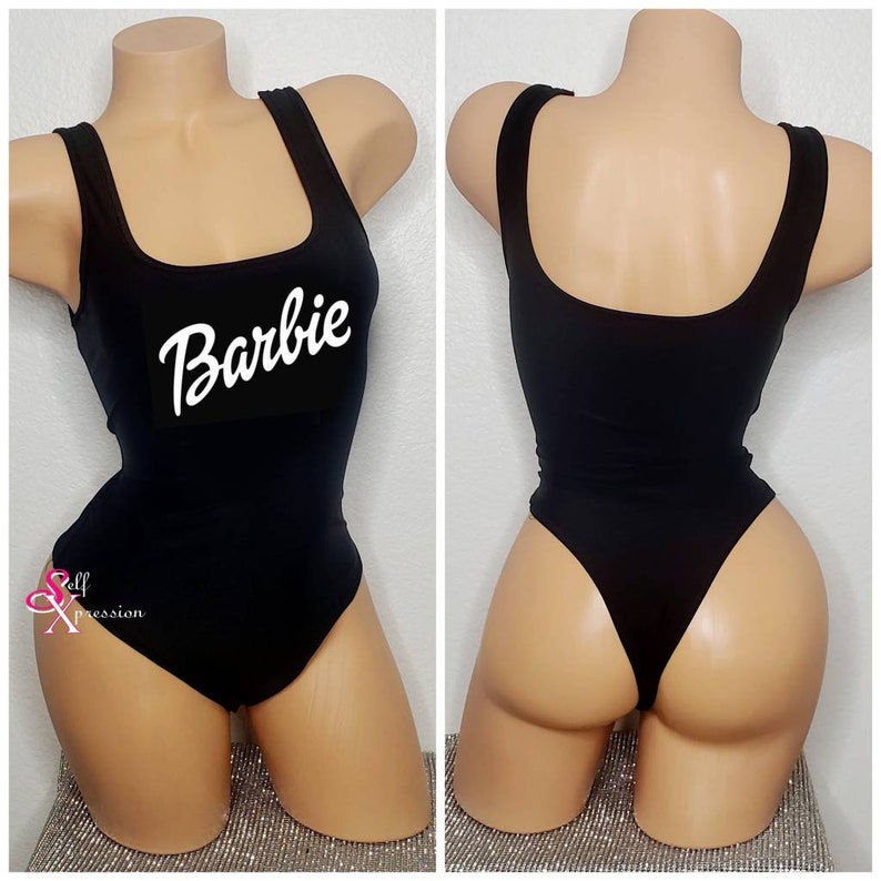 CUSTOMIZE Barbie Bodysuit Thong Bodysuit Black Bodysuits Etsy