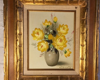 19.6 inches Yellow Roses Oil Painting Original Art Flowers Oil Painting Original Flower Impasto Art flower on Canvas 15.7