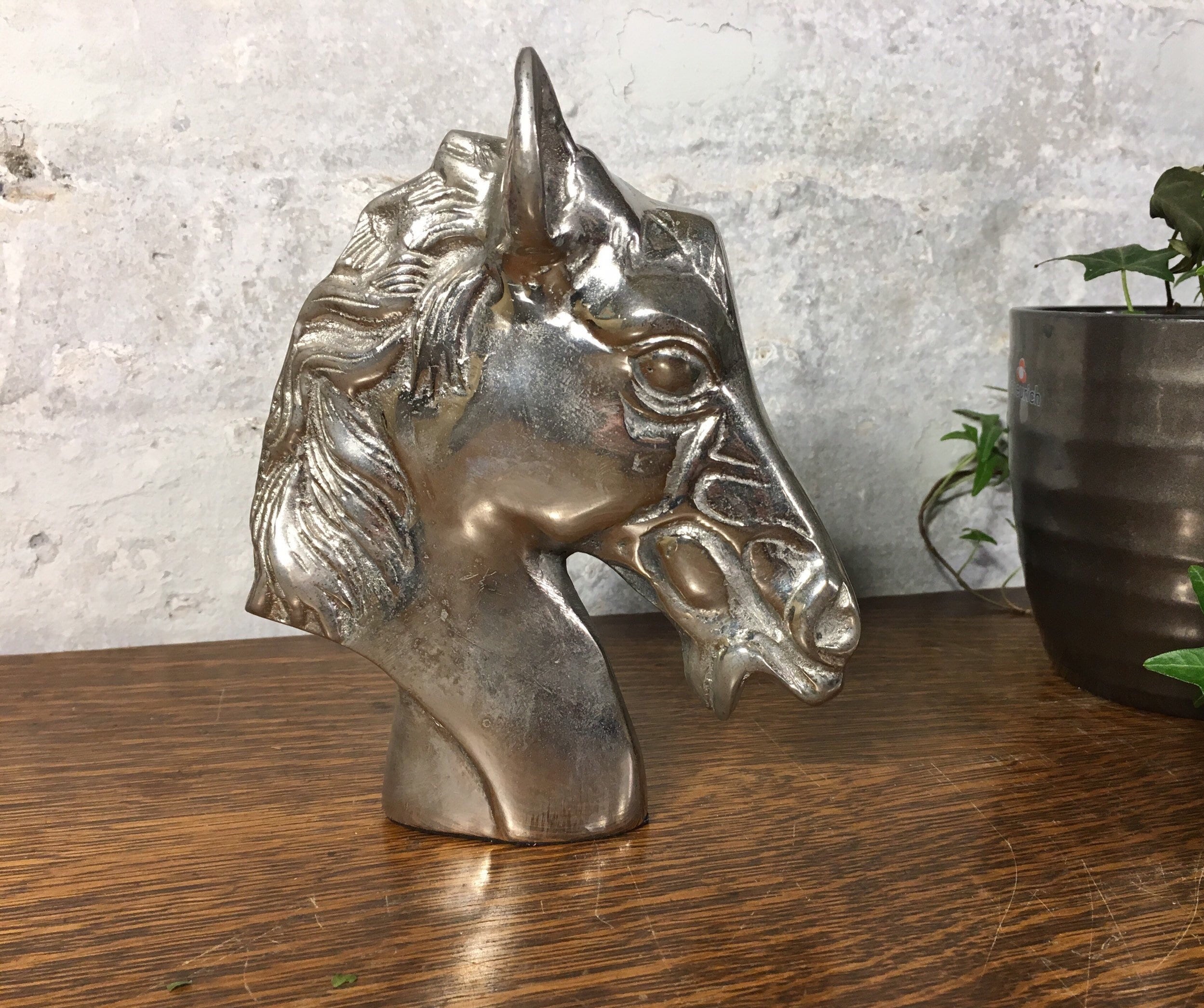 Vintage Silver Horse Bust Statue Silver Metal Horse Head Etsy