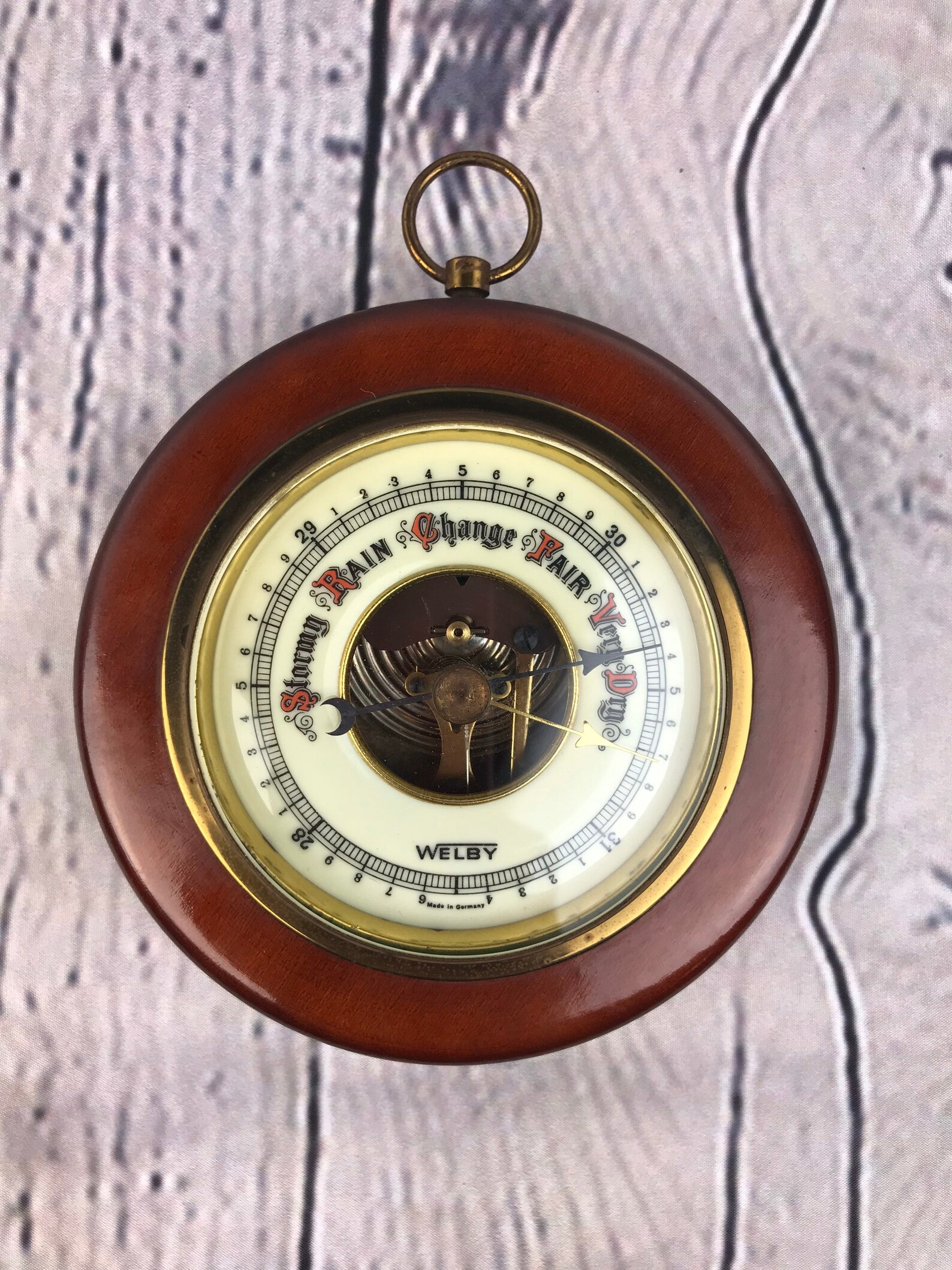 German Barometer Brass Wood Wall Barometer Made In Germany Etsy