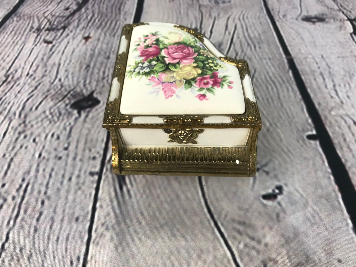 Sankyo Japanese Music Jewelry Box Porcelain Piano Music Box Etsy