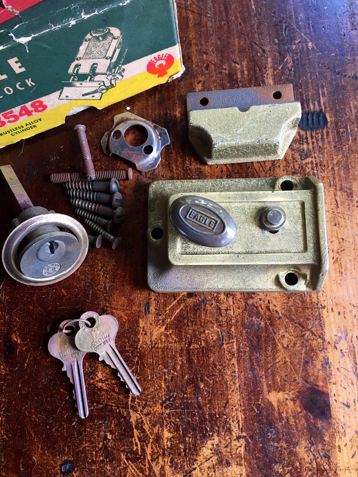 Vintage Door Lock With Mechanism 1940s Eagle Dead Lock Door Etsy