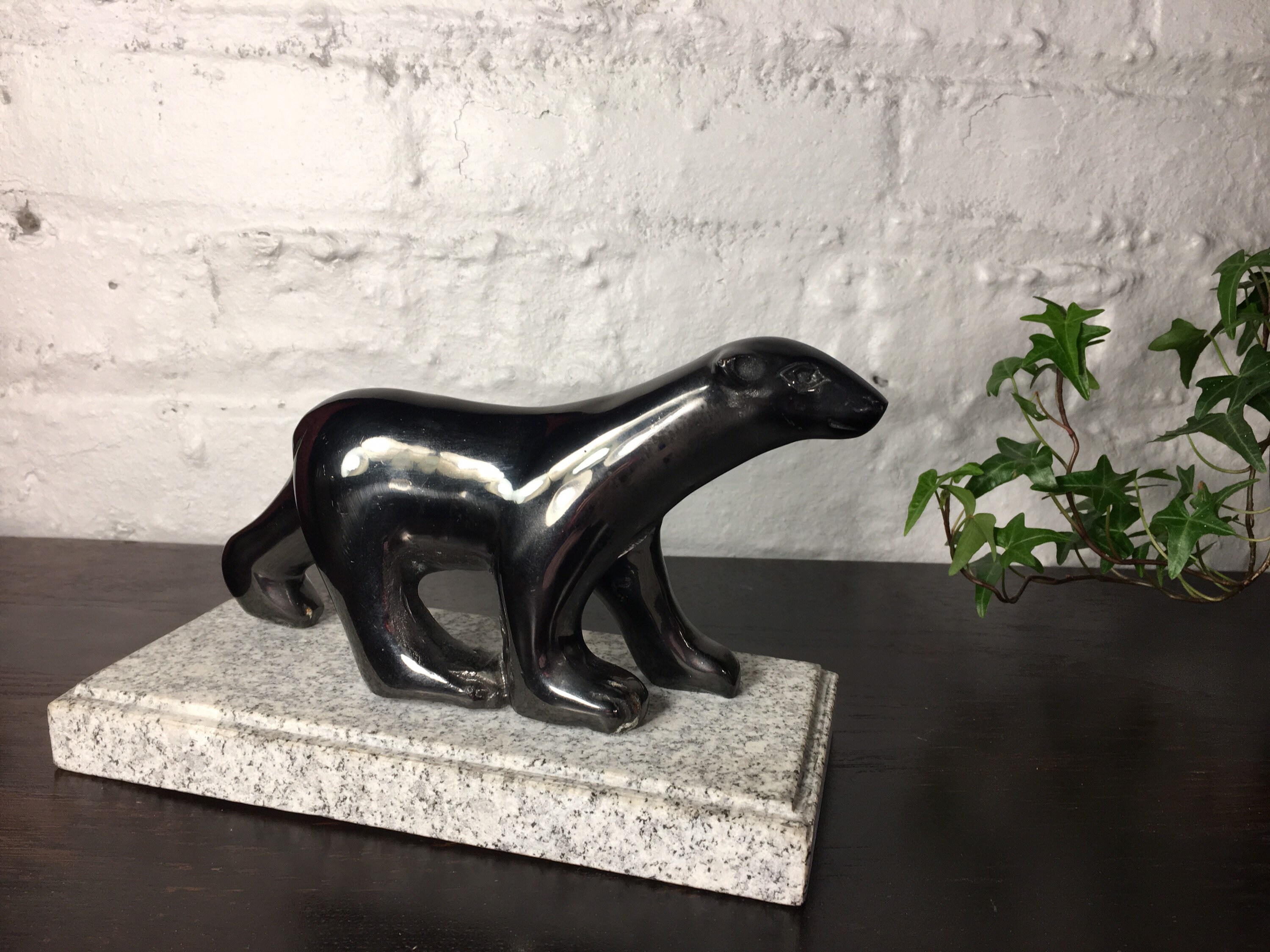 Vintage Brass Bear Statue Solid Brass Bear Figurine On Stand Etsy