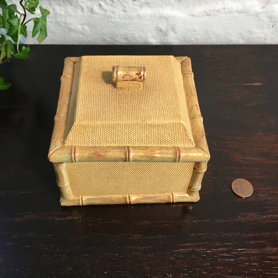 Lined Trinket Box Vintage Bamboo Ring Boxes