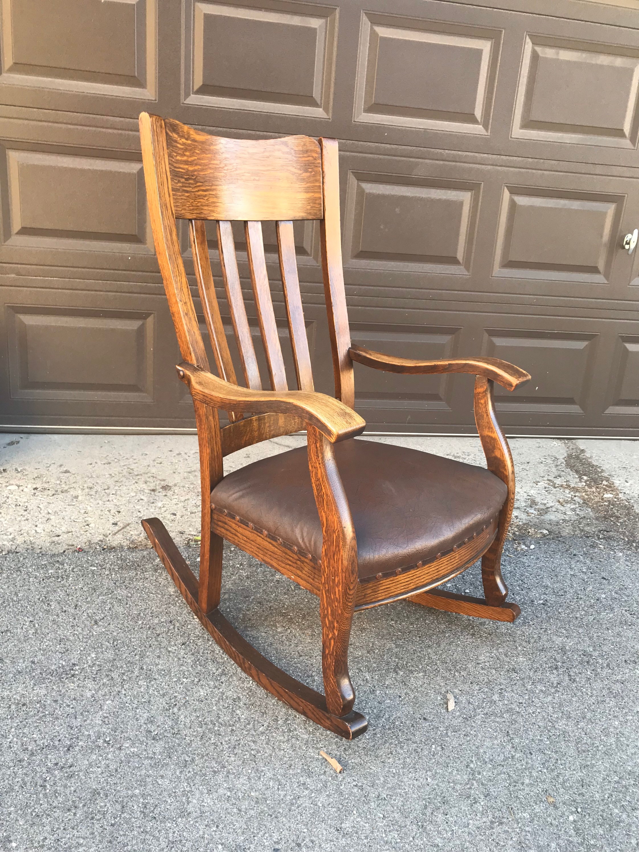 Antiker Schaukelstuhl aus Eiche Holz gepolsterter | Etsy