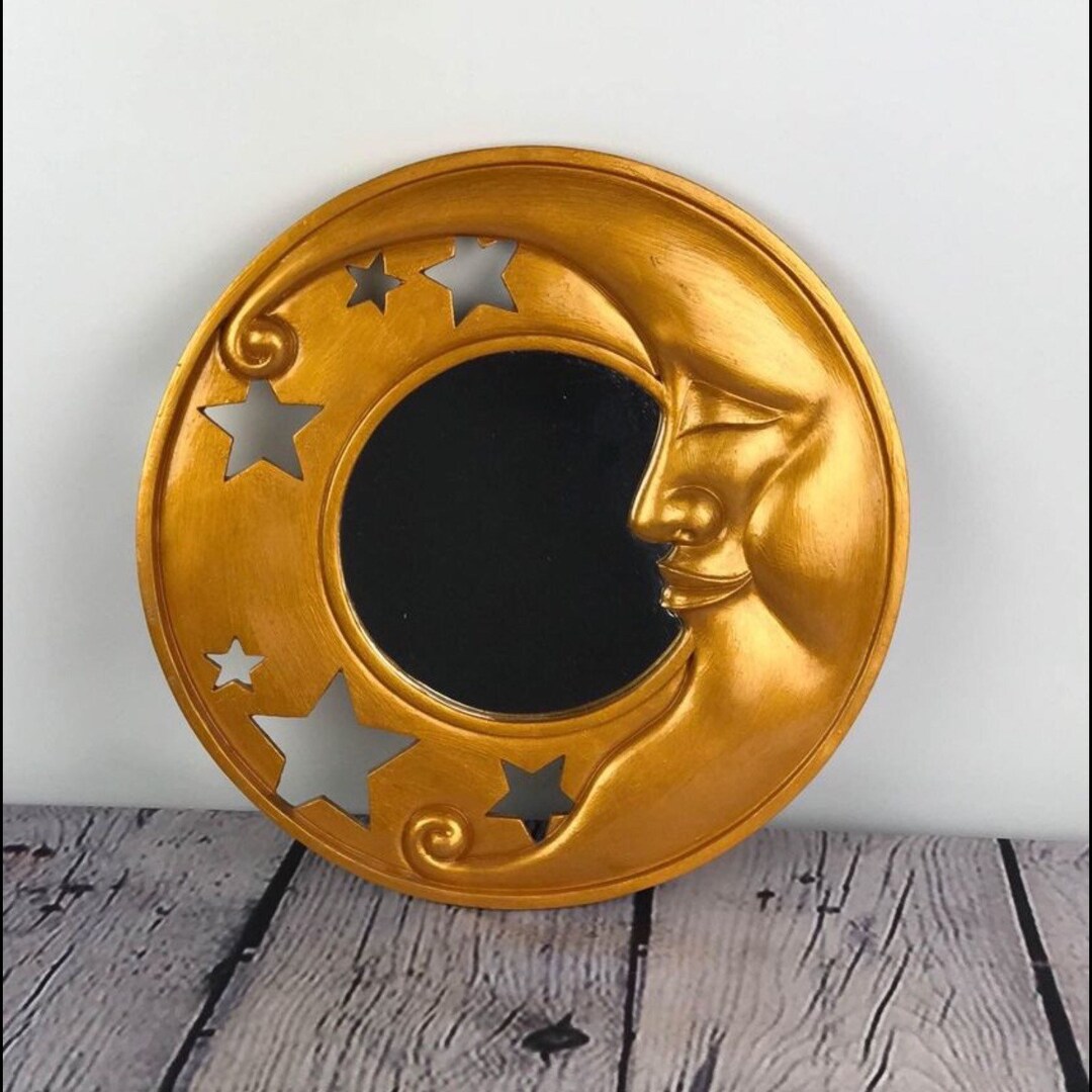 Half Moon Gold Mirror Vintage Round Mirror Accent Wall Etsy