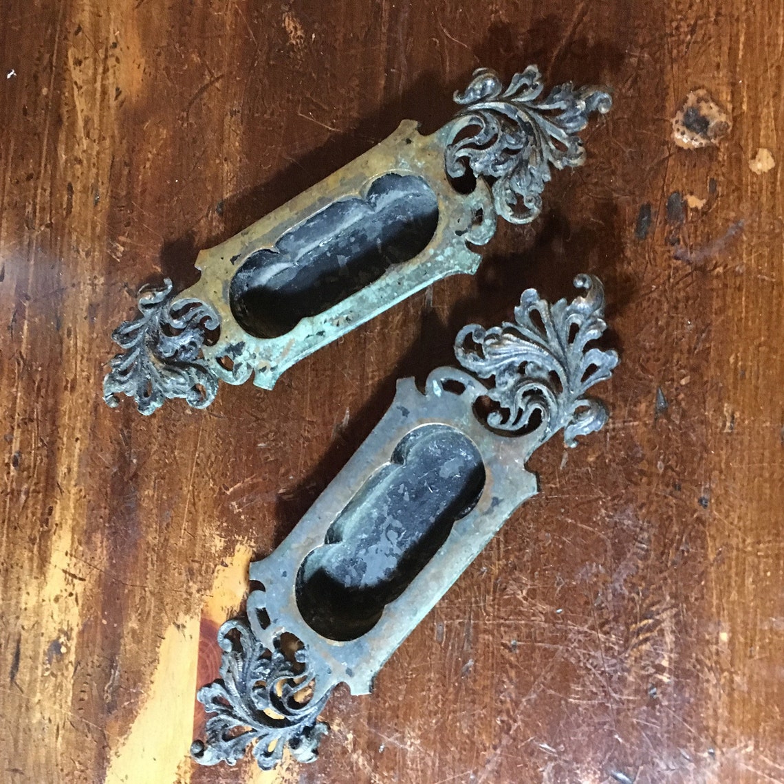 Antique Bronze Pocket Door Pulls Pair Sliding Door Pocket Etsy