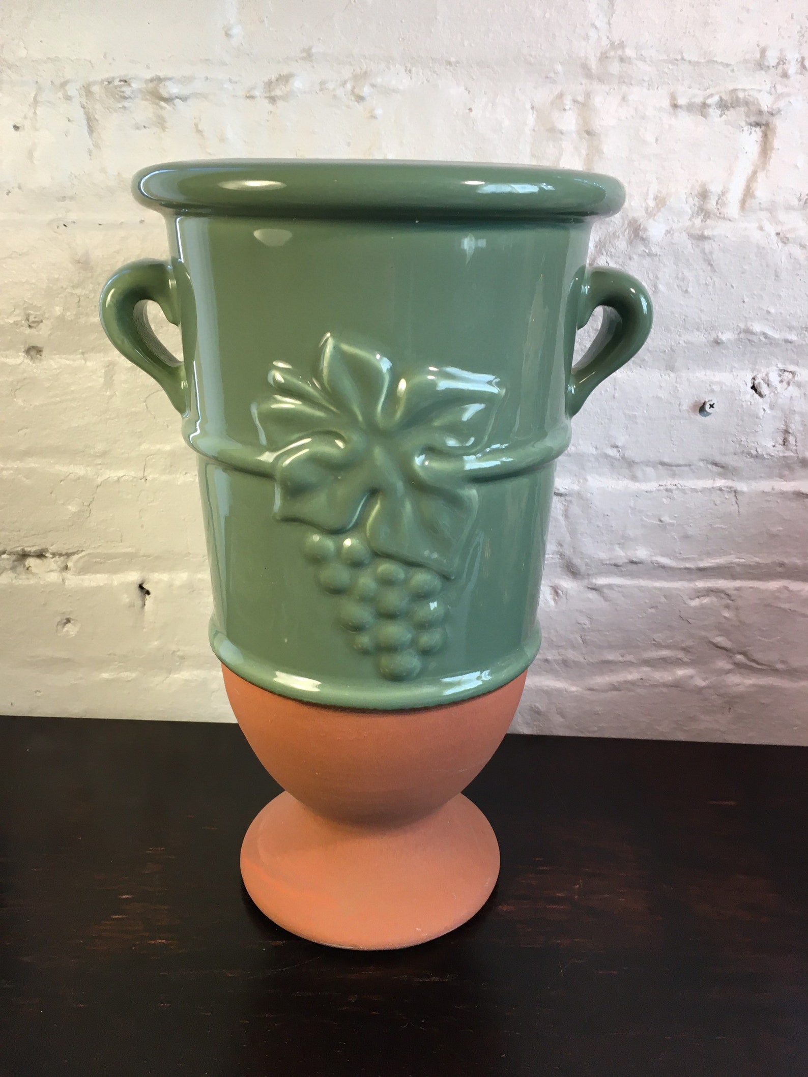 Large Urn Two Handles Vase Ceramic Floor Vase With Grapes Etsy