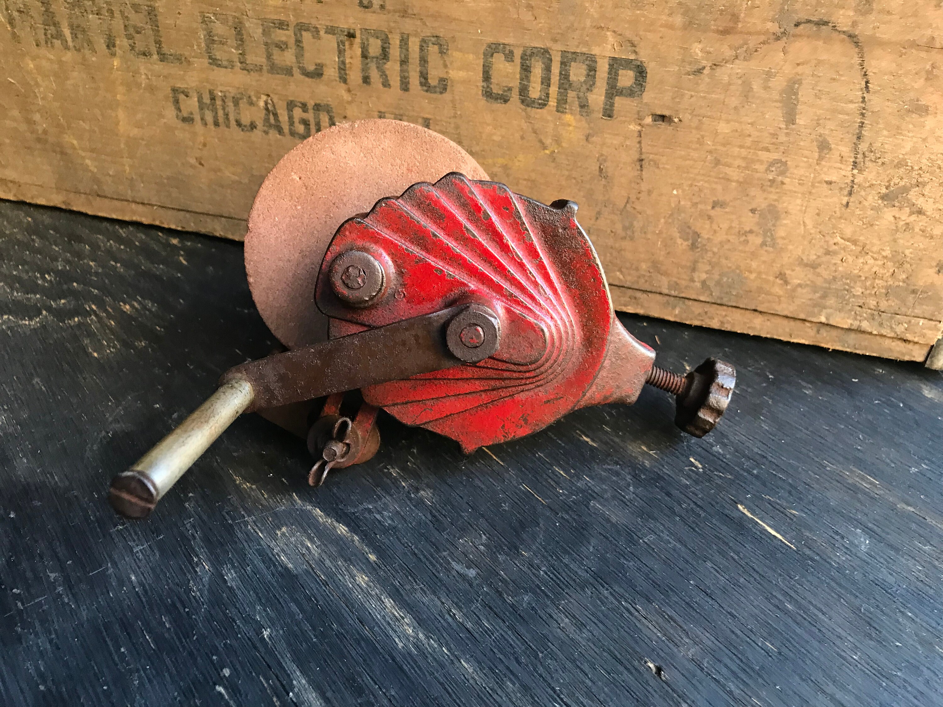 Vintage Hand Crank Grinder With Rest Bench Mount Grinder Etsy
