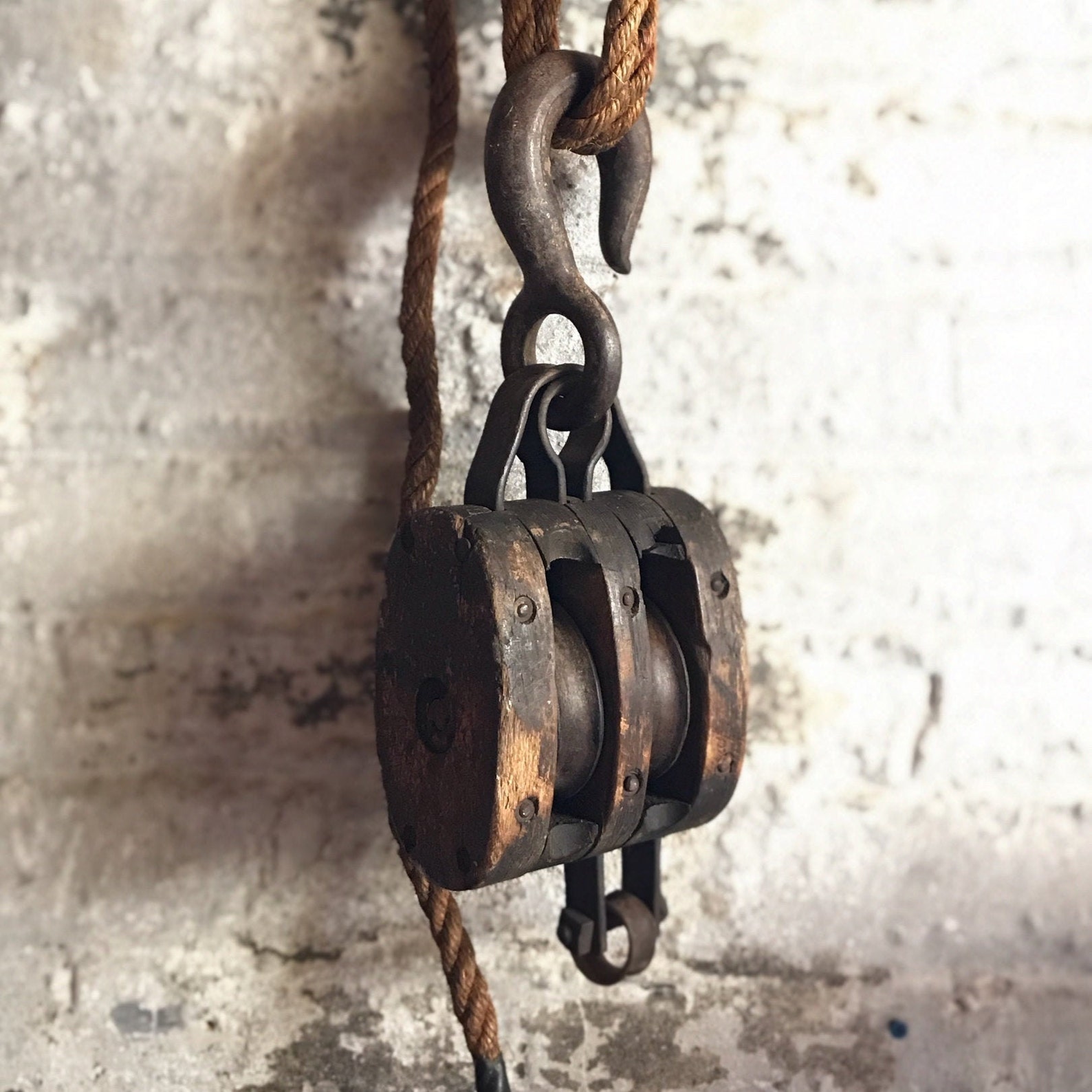 Wood Pulley With Hook / Barn Pulley Pulley 16 / Nautical Etsy