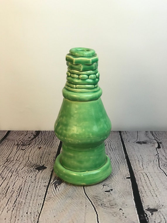 Vintage Green Pottery Vase Lime Green Ceramic Vase Etsy