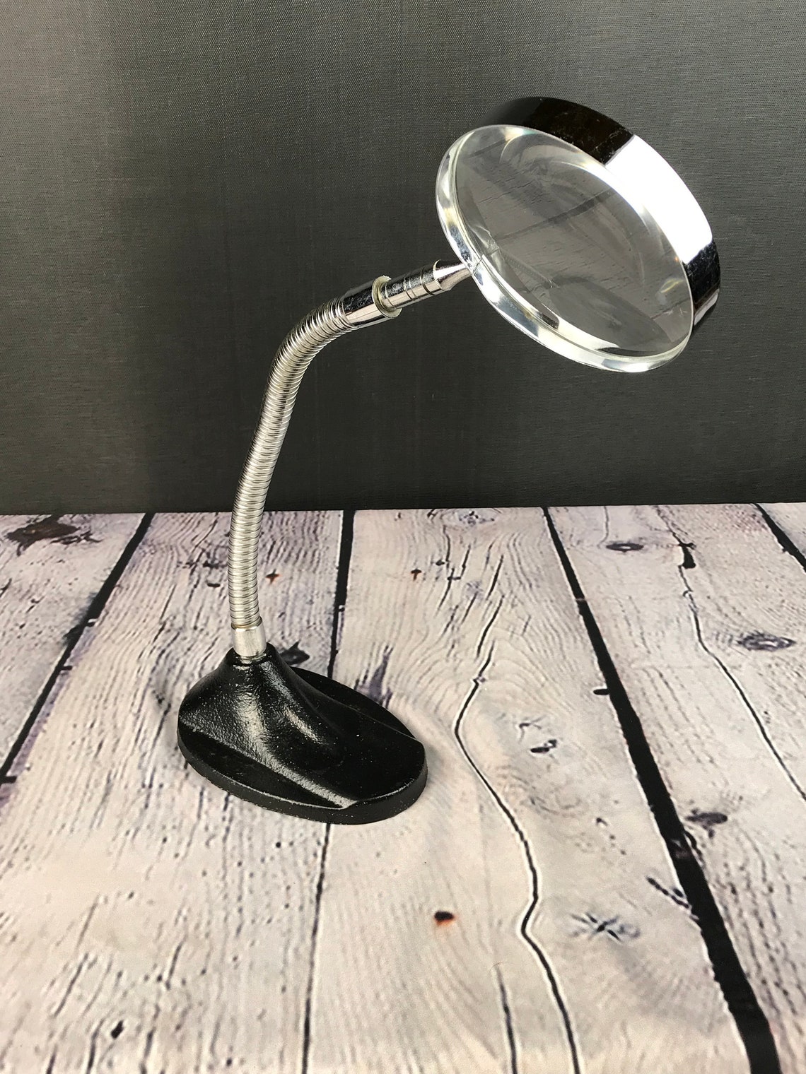 Vintage Desk Magnifying Glass Gooseneck Stand Magnifying Etsy