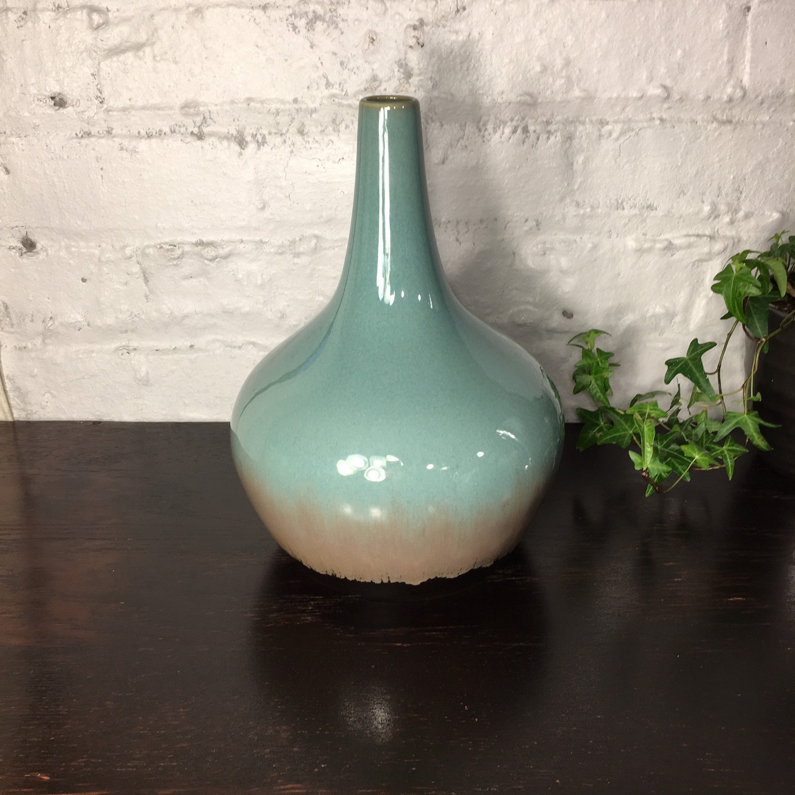 Vintage Mid Century Modern Ceramic Bud Vase Aqua Blue Vase Etsy