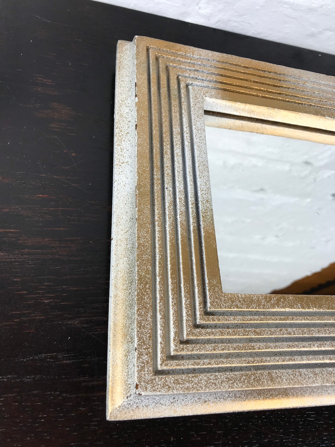 Vintage Art Deco Mirror Rectangular Gold Wall Mirror Etsy